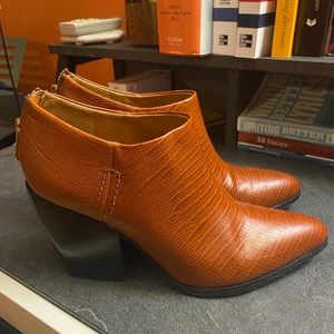Ankle Booties Brown Leather Size 7.5